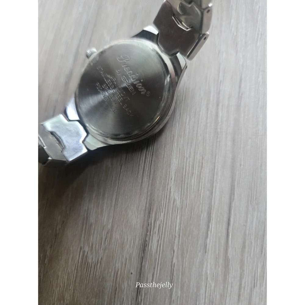 Precision by Gruen Wristwatch Silver Tone Analog Genuine Diamond Quart Men Watch