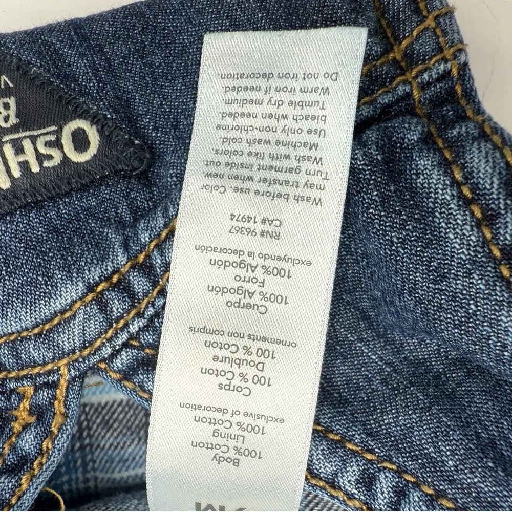 OshKosh B'gosh Blue Denim Overalls, Plaid Flannel Lined Size 9 Mo ADORABLE