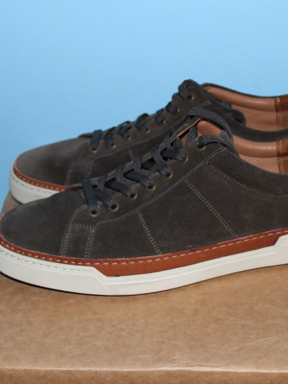 Allen Edmund Olive Suede Sneakers