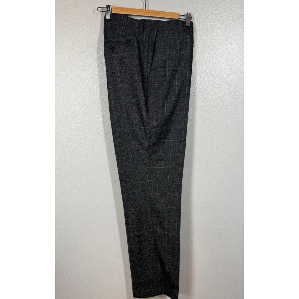 Banana Republic Trousers Mens 36 Grey Windowpane Plaid Italian Marzotto Standard
