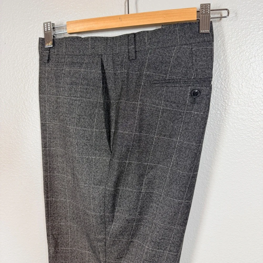 Banana Republic Trousers Mens 36 Grey Windowpane Plaid Italian Marzotto Standard