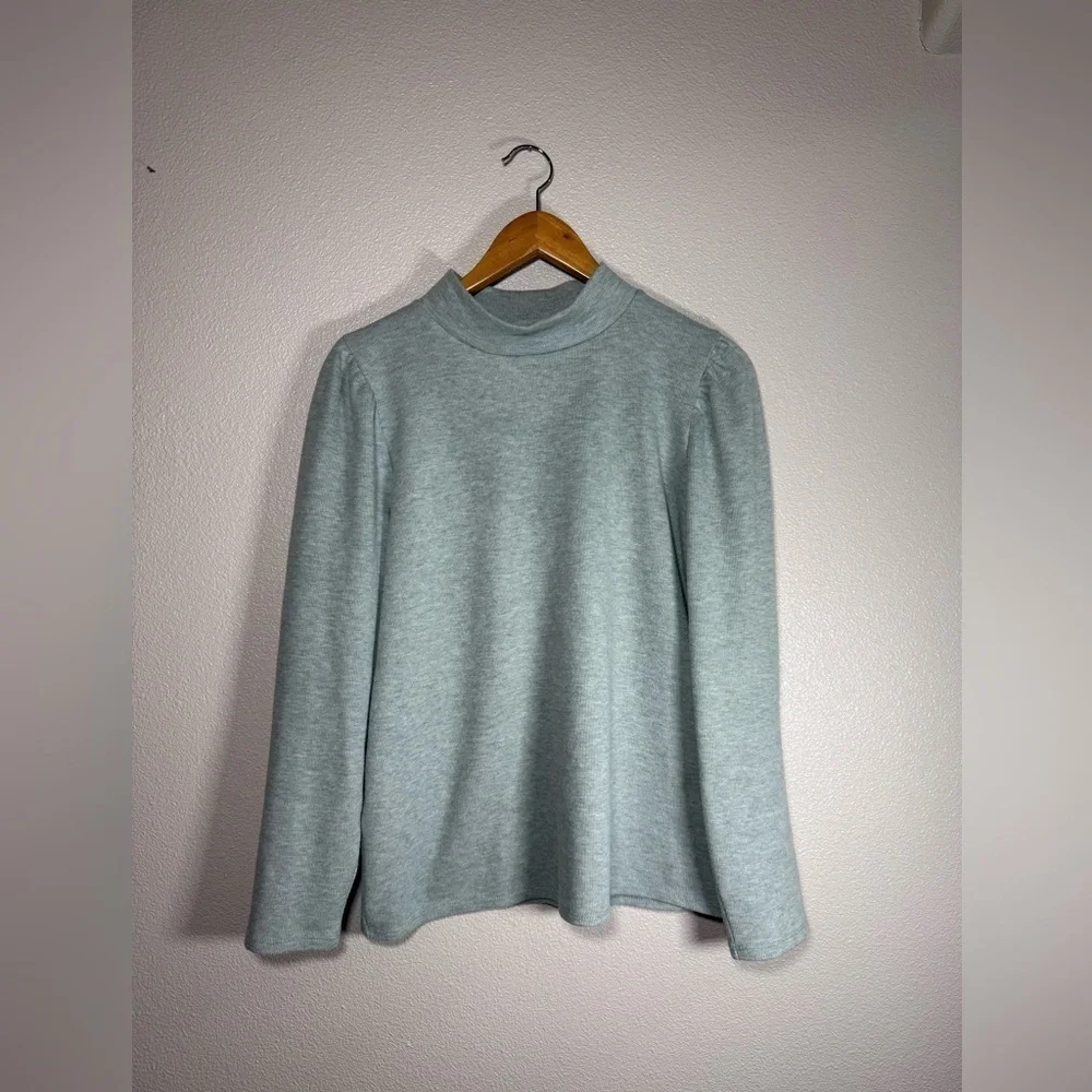 Madewell (Re)Sourced Plush Mock Neck Puff Sleeve Top XL A12