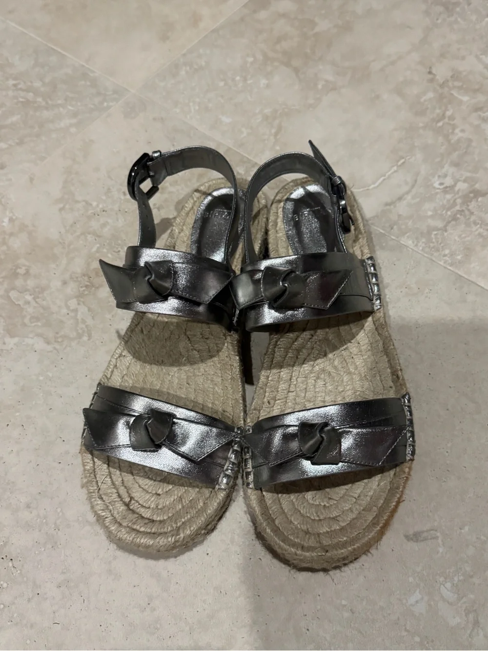 Alexandre Birman Metallic Silver Espadrille Sandals