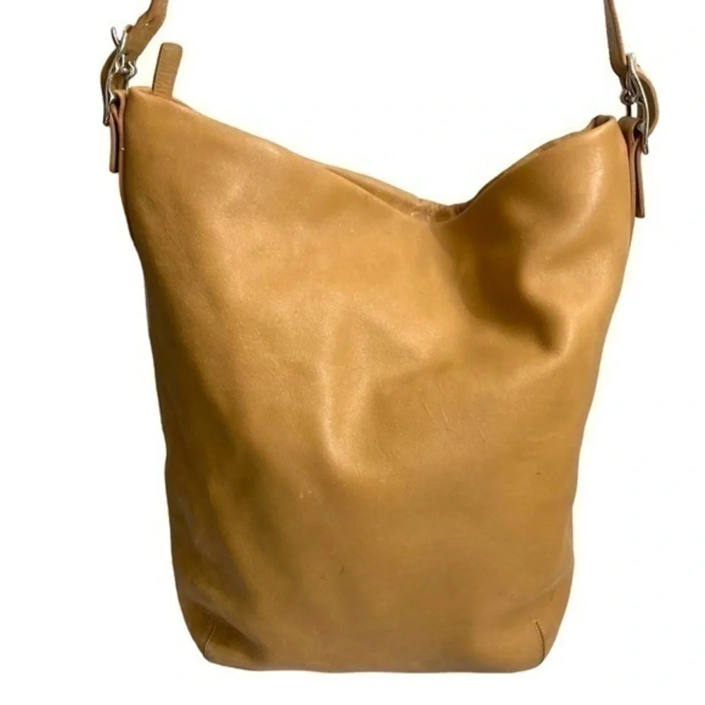 Coach vintage XL Leather Convertable Duffle Bag Tote Purse 9151 tan nickel