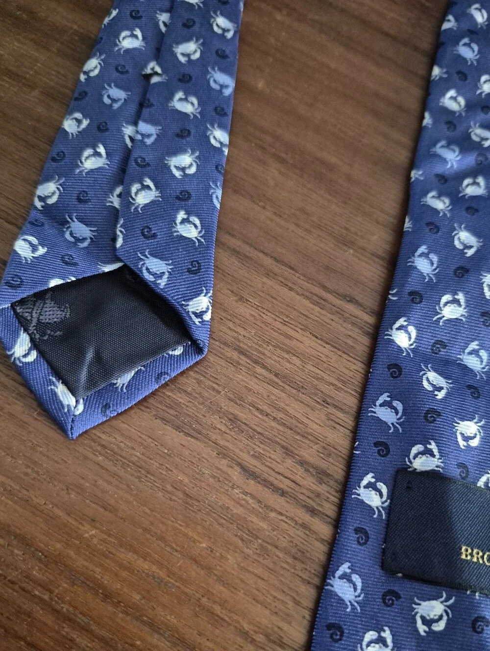Vintage 90s Brooks Brothers Navy Crab Print Tie