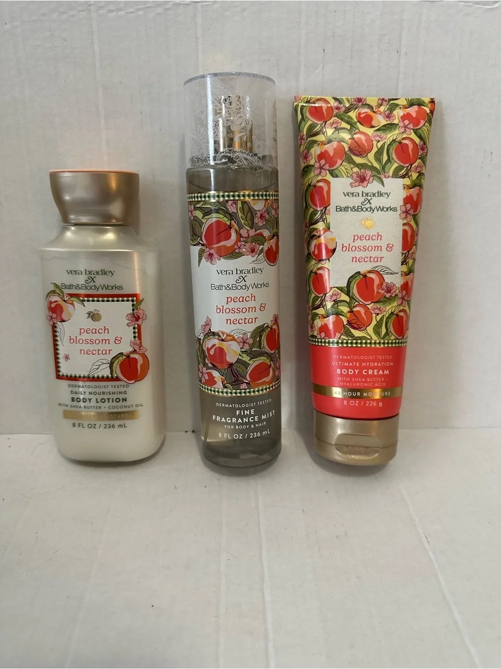 NEW Vera Bradley x Bath & Body Works Peach Blossom & Nectar 3-Piece Set