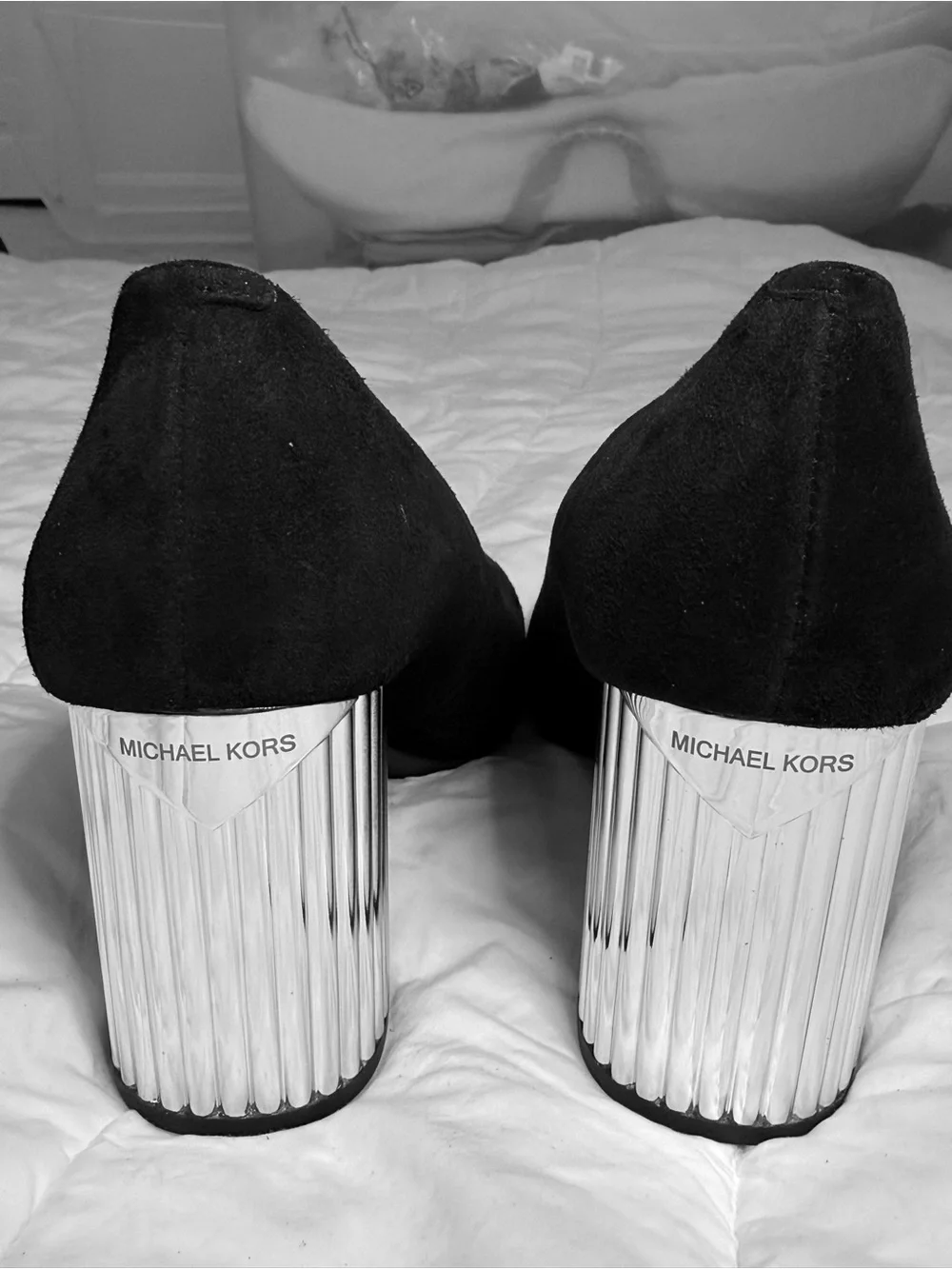 Michael Kors Black Suede Round-Toe Pumps