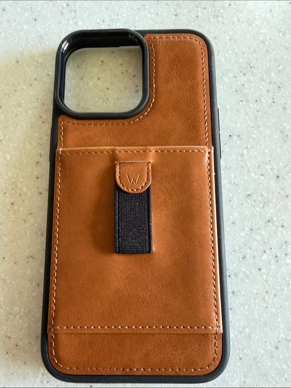 Walli Brown Leather Card Pocket Phone Case with Black Strap