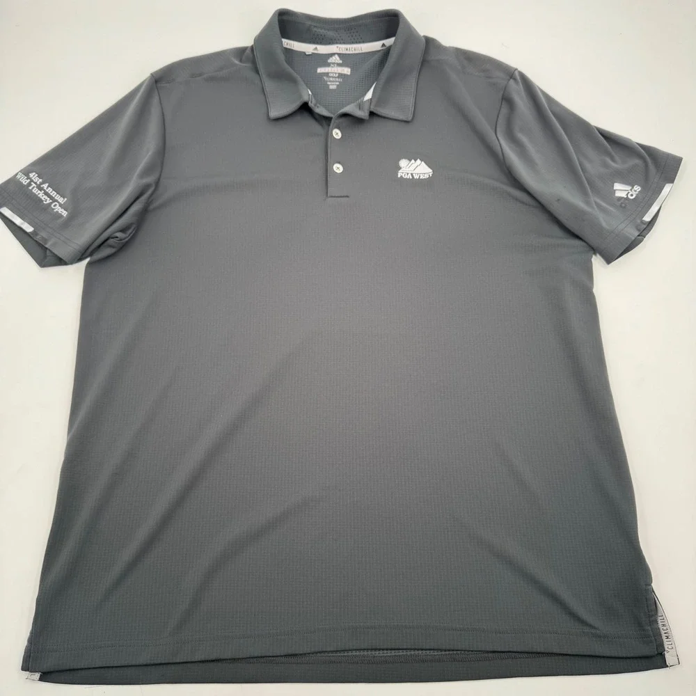 Adidas Golf Polo Shirt XL Mens Gray PGA West 41st Wild Turkey Open ClimaChill‎