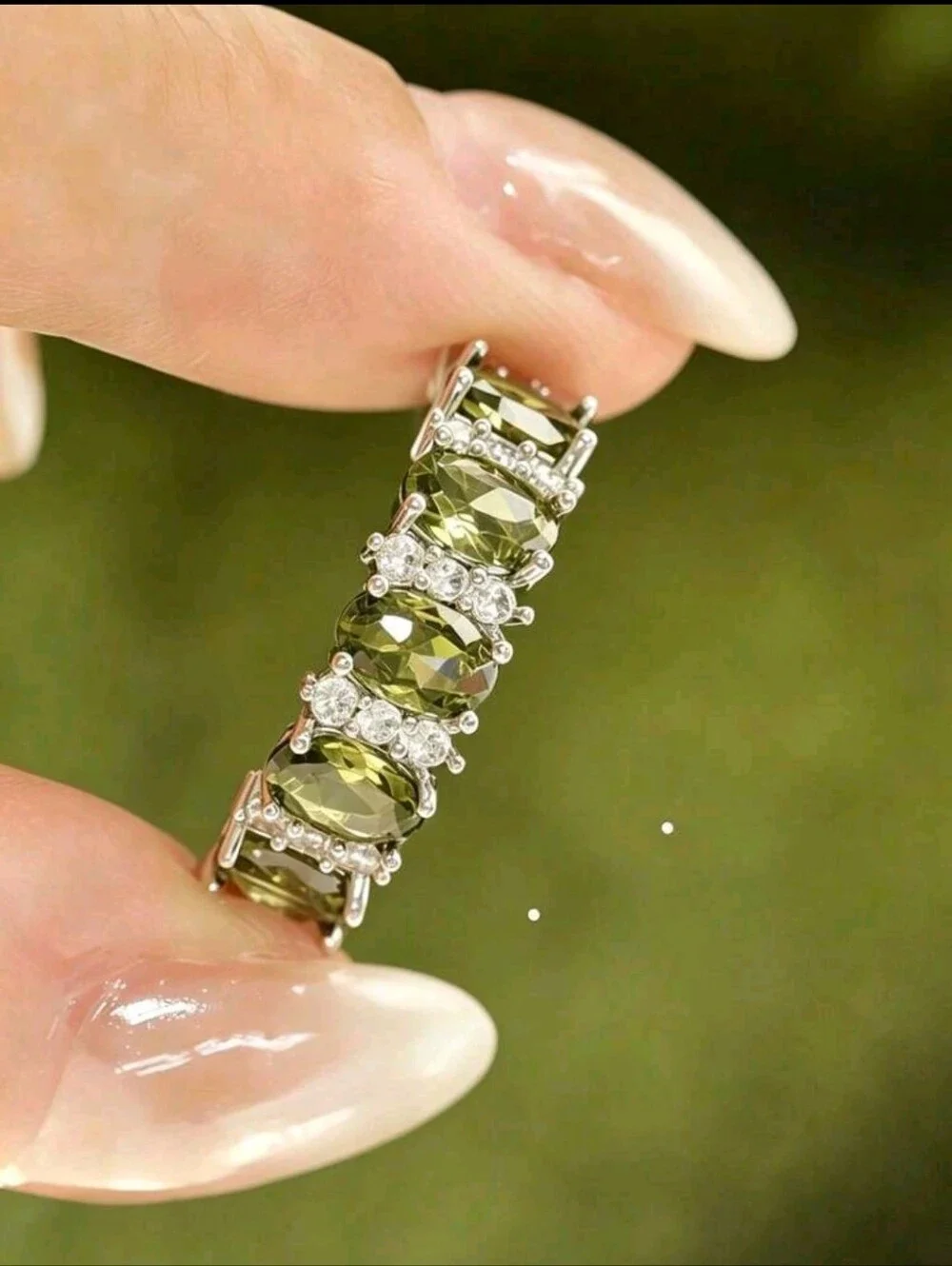 BRAND NEW ** Olive Green Crystal Tennis Bracelet - Women Jewelry