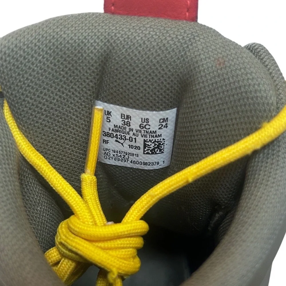 Puma RS-X Midtop Sneakers Mens Olive Green Grey Yellow High Top 373059-01‎