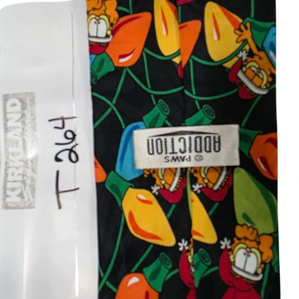 PAWS ADDICTION Garfield Christmas Lights Neck Tie 100% Polyester Holiday‎ Black