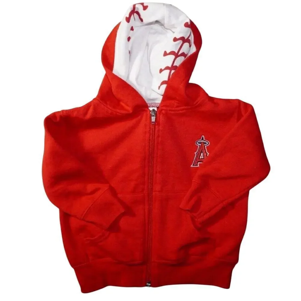 Los Angeles Angels Toddler Full-Zip Hoodie – Baseball Print – Size 18M –