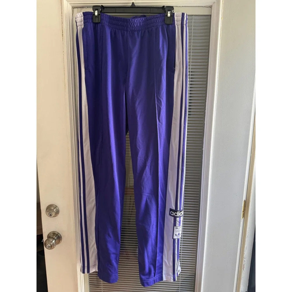 Adidas Adibreak Track Pants Mens XL Purple Good Snap Button Side Stripe Retro