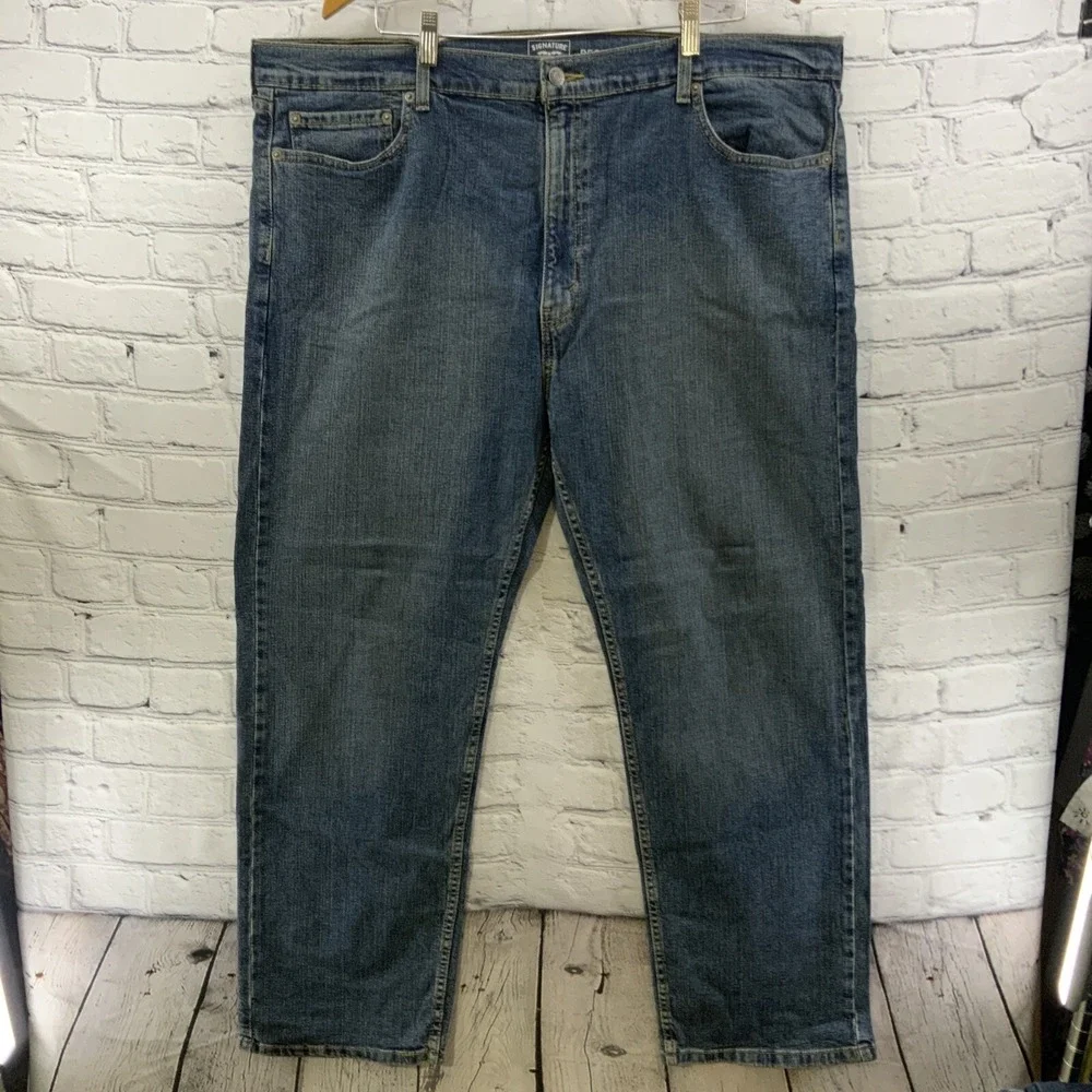 Signature Levi Strauss Blue Jeans Mens‎ Sz 44 X 30 Regular Straight Fit