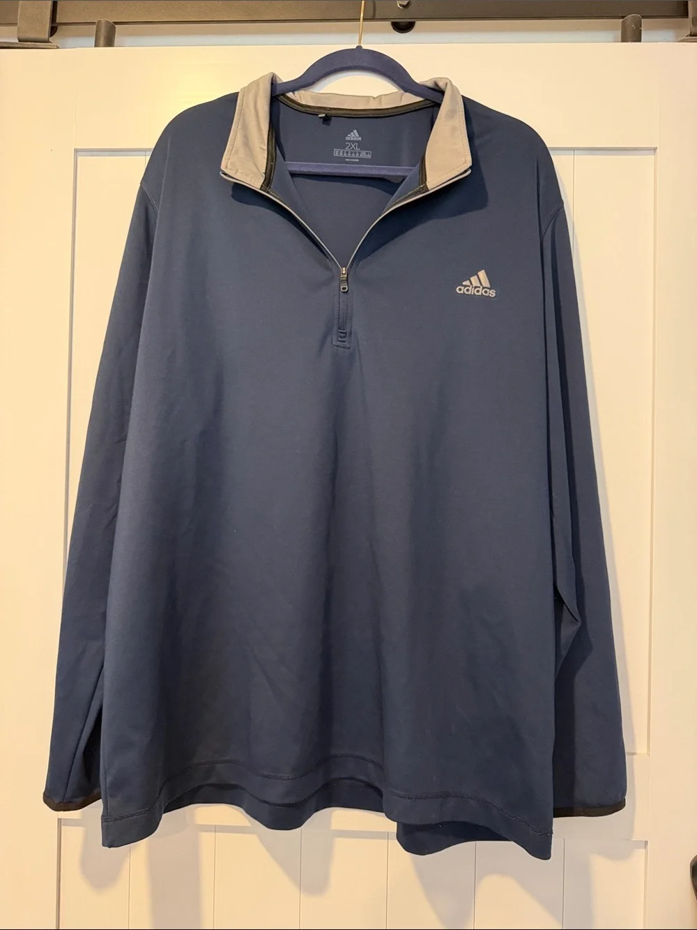 adidas Navy Quarter-Zip Pullover with Light Grey Collar