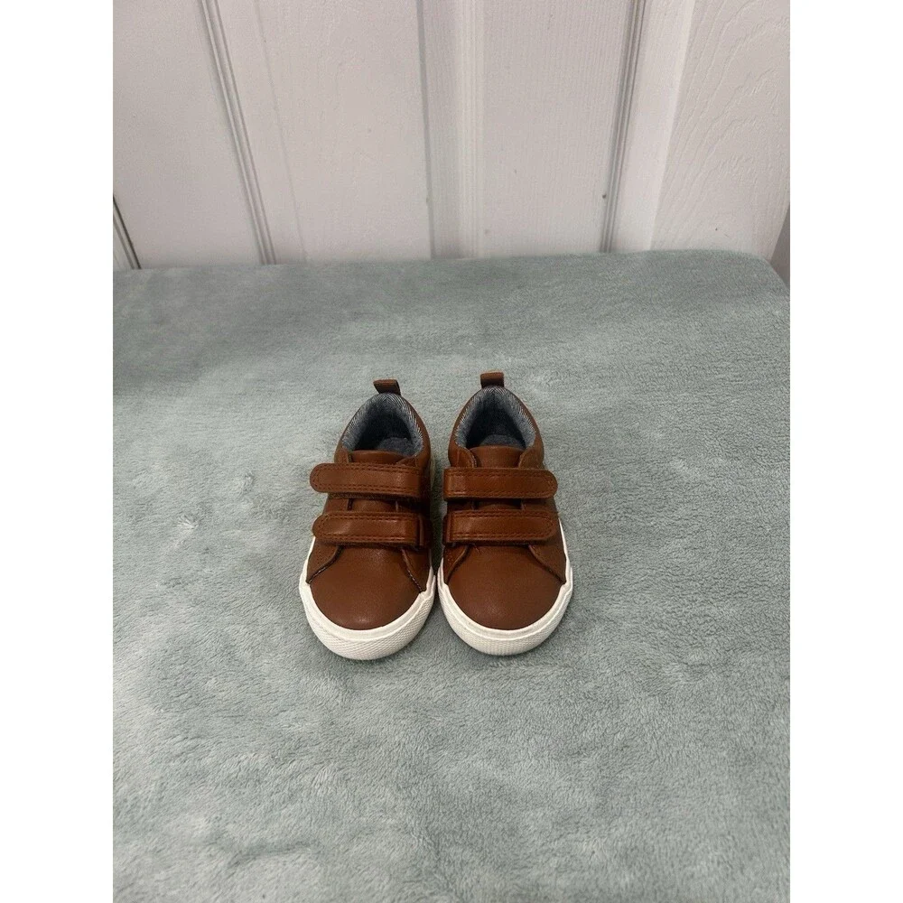 Cat & Jack Toddler Boys Brown Hook & Loop Sneakers Size 5