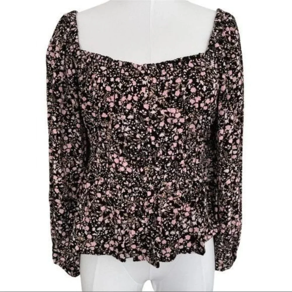 J. Crew Puff sleeve Drapey Crepe Top Fall Garden Floral Size M and L NWT