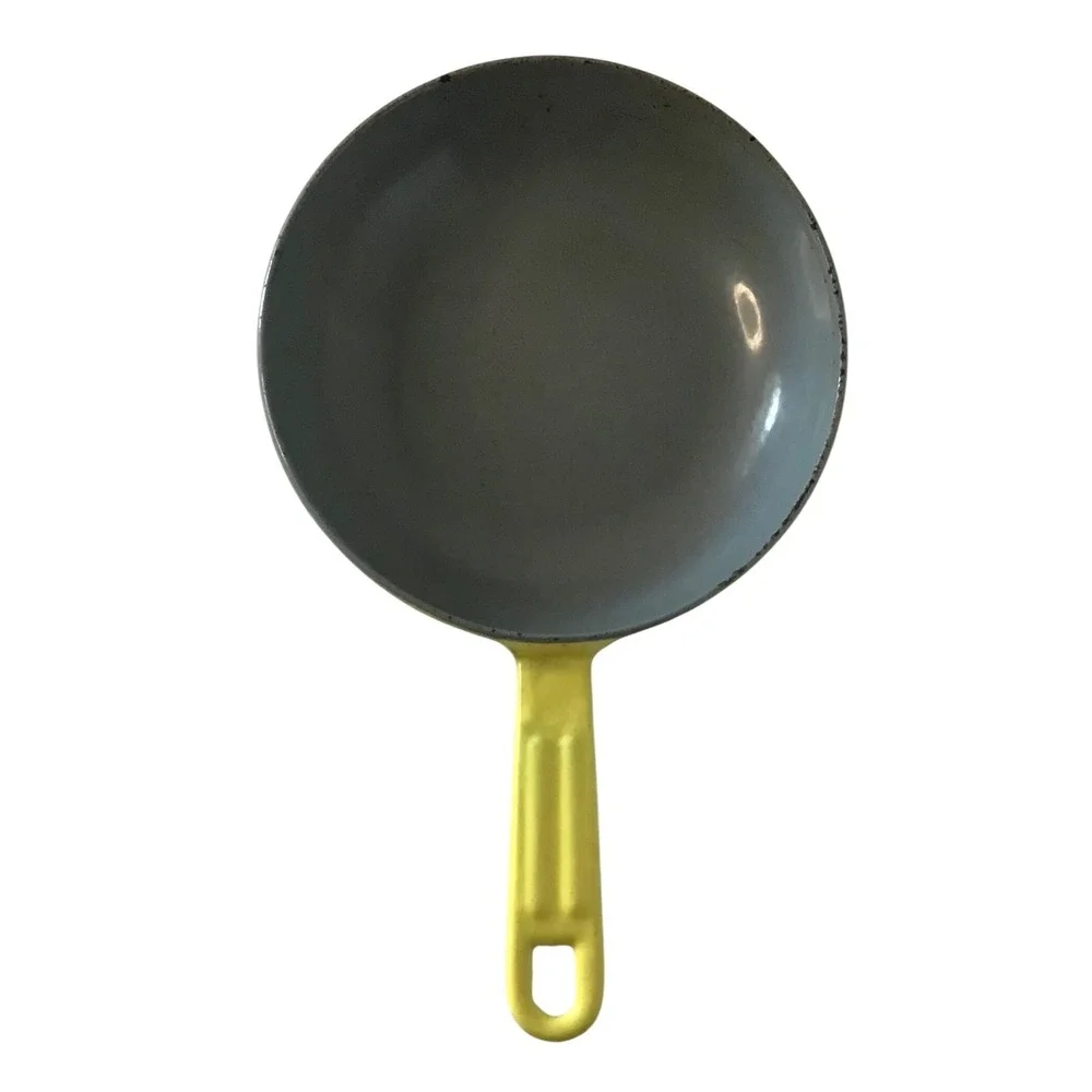 Vintage Descoware‎ Belgium Yellow Enameled Cast Iron Skillet Fry Pan 7 Inch