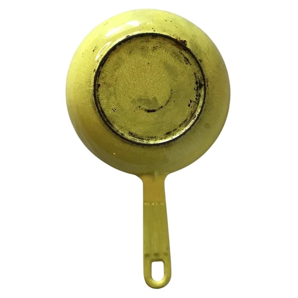 Vintage Descoware‎ Belgium Yellow Enameled Cast Iron Skillet Fry Pan 7 Inch