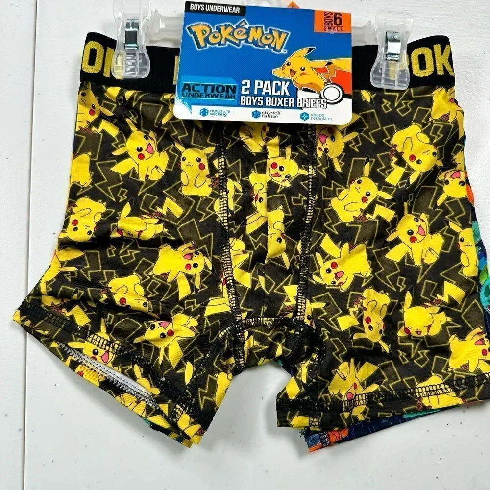 NWT Pokemon Boys Kids 2 Pair Underwear Boxer Briefs - 2 pack - Size Small/6