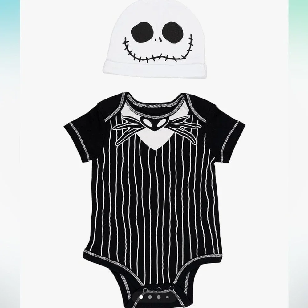 NEW Disney Nightmare Before Christmas Jack Skellington Baby Cosplay Bodysuit Hat