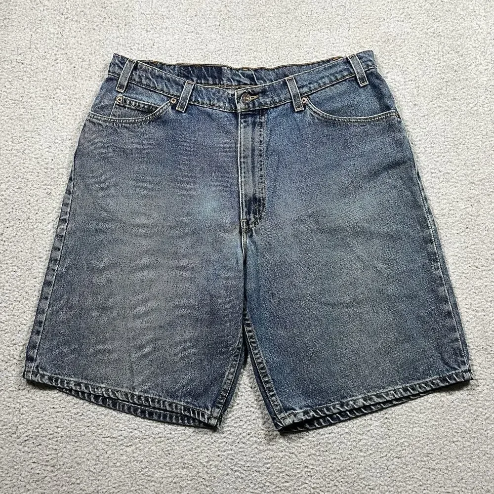 Vintage Levis 560 Shorts Mens 36 Blue Made USA Denim Baggy Jorts Loose Fit