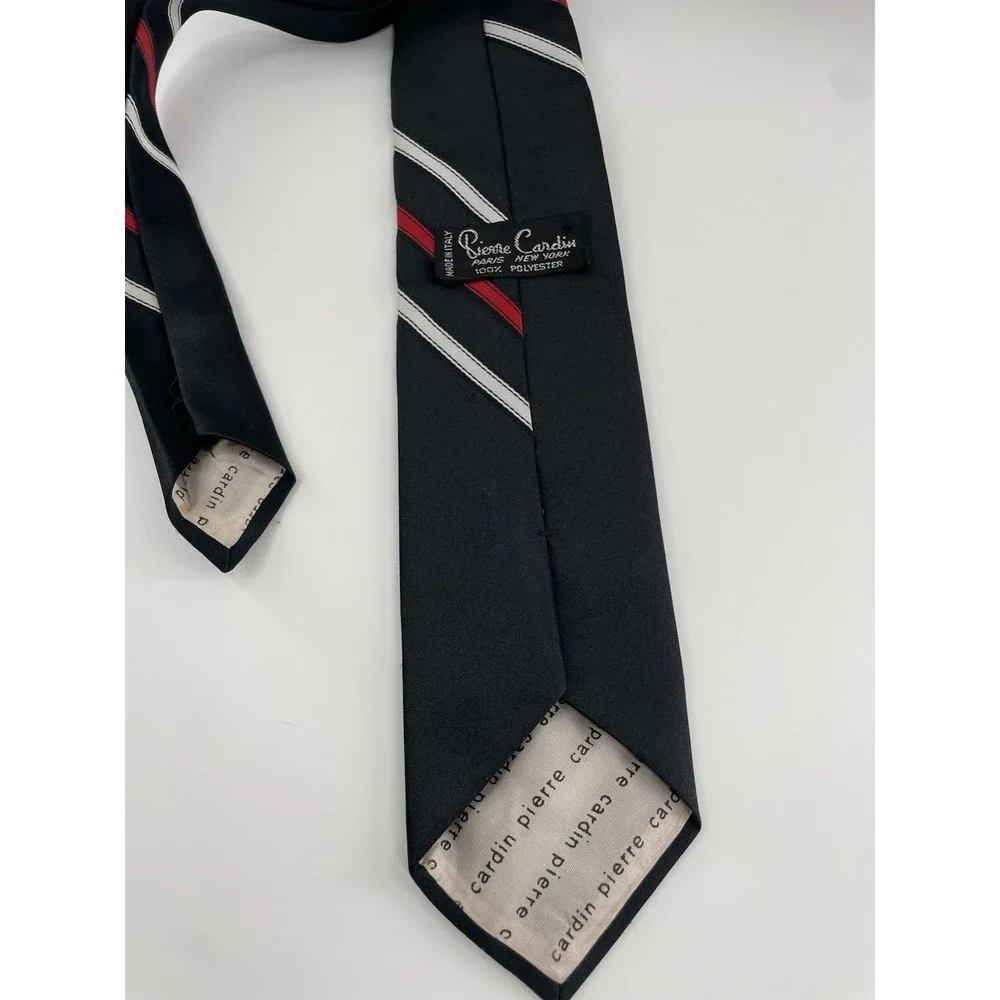 VTG Pierre Cardin Tie Paris New York Pinstripe Italy Polyester 2.8