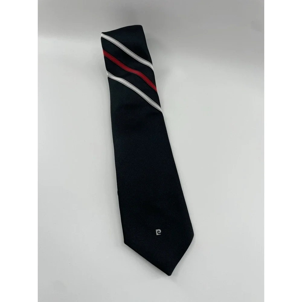 VTG Pierre Cardin Tie Paris New York Pinstripe Italy Polyester 2.8