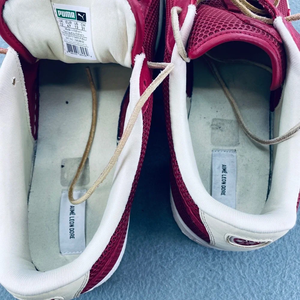 Puma x Aime Leon Dore Men Sneakers Burgundy Mesh Leather Size 13 ALD States