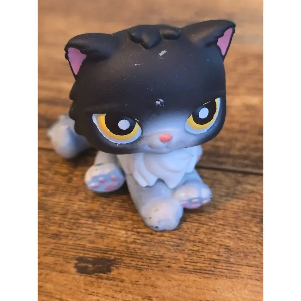 Littlest Pet Shop Black Persian Cat 435 LPS Yellow Eyes Halloween