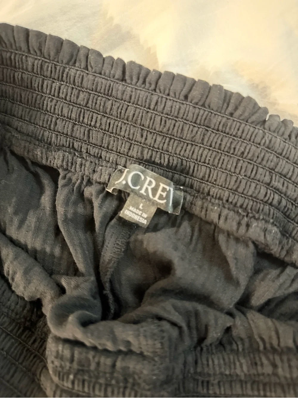 J. Crew Black Smocked-Waist Wide Leg Pants