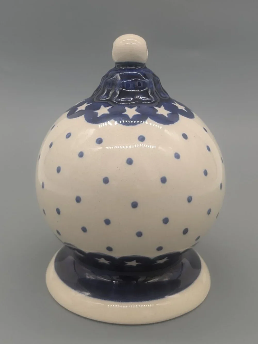 Polish Pottery Boleslawiec Hot Air Balloon Christmas Ornament Dots Stars
