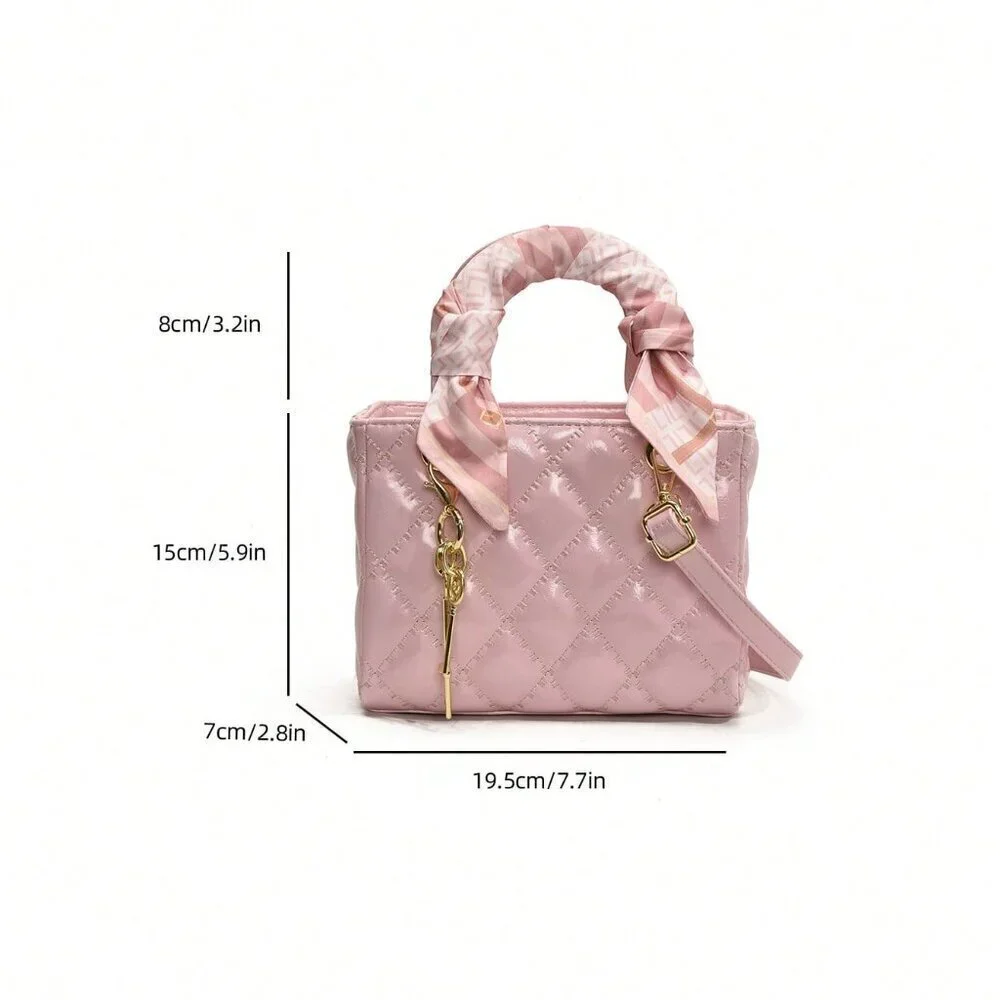 Pink Vintage Women's Diamond Grid Crossbody Handbag