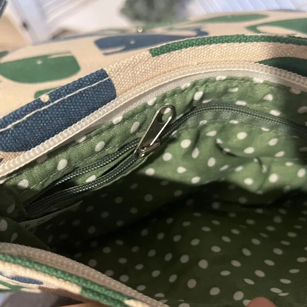 bungalow 360 Whale Print Canvas Clutch in Navy and Green