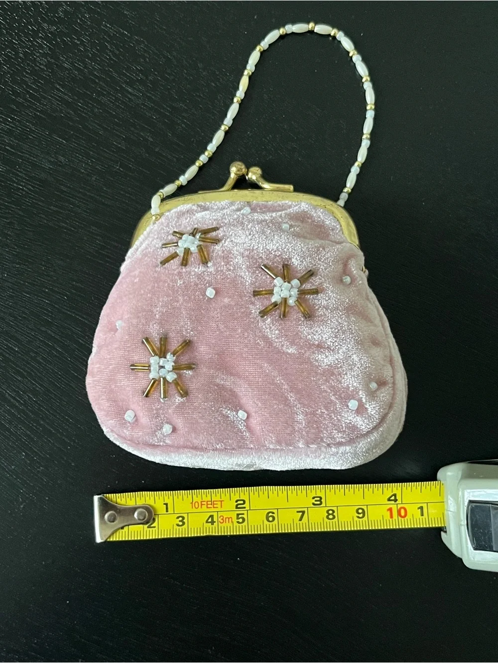 Vintage 1950’s Pink Velvet Beaded Mini Handbag