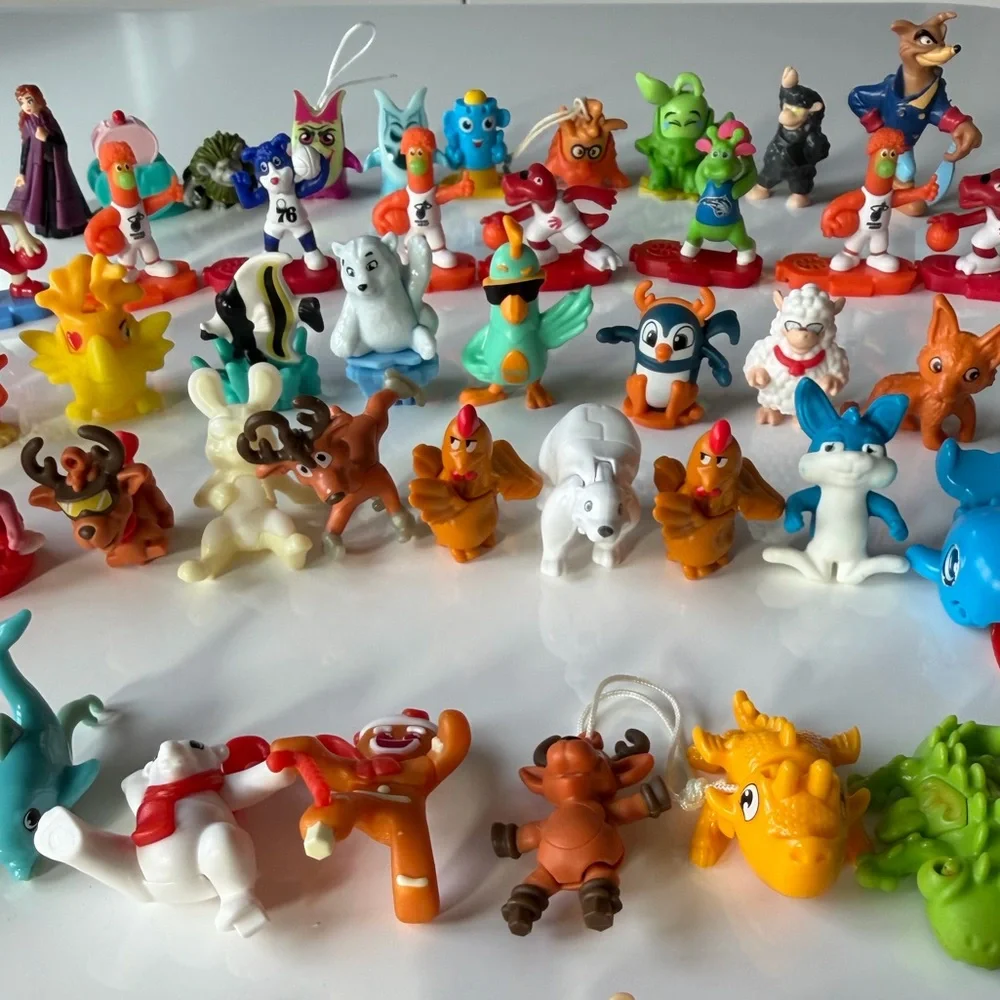Colorful Kinder Surprise & Mix Toys Lot - 58 Animals Figurine Set