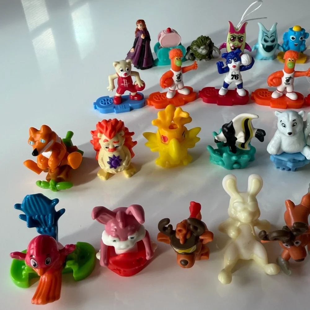 Colorful Kinder Surprise & Mix Toys Lot - 58 Animals Figurine Set