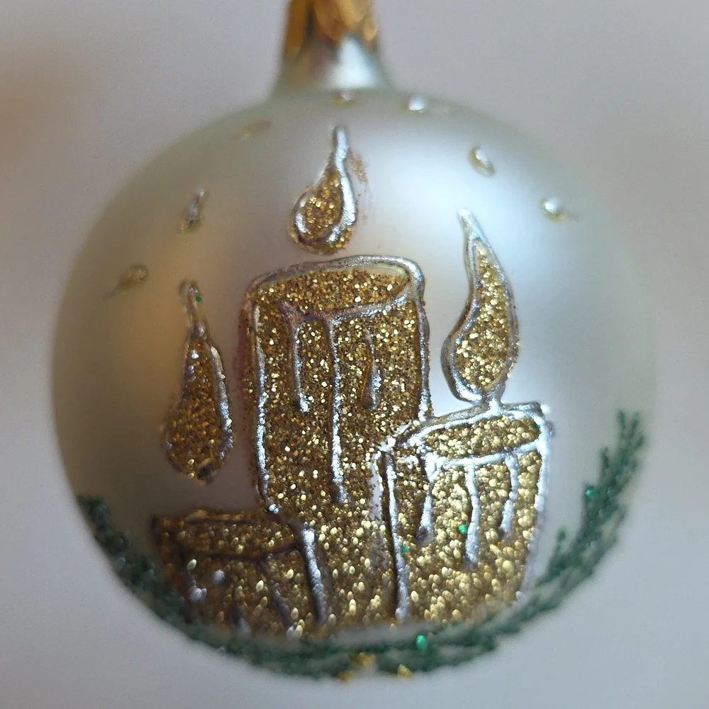 Christmas Ornament - Elegant Gold and Green Holiday Ornament Set Of 4