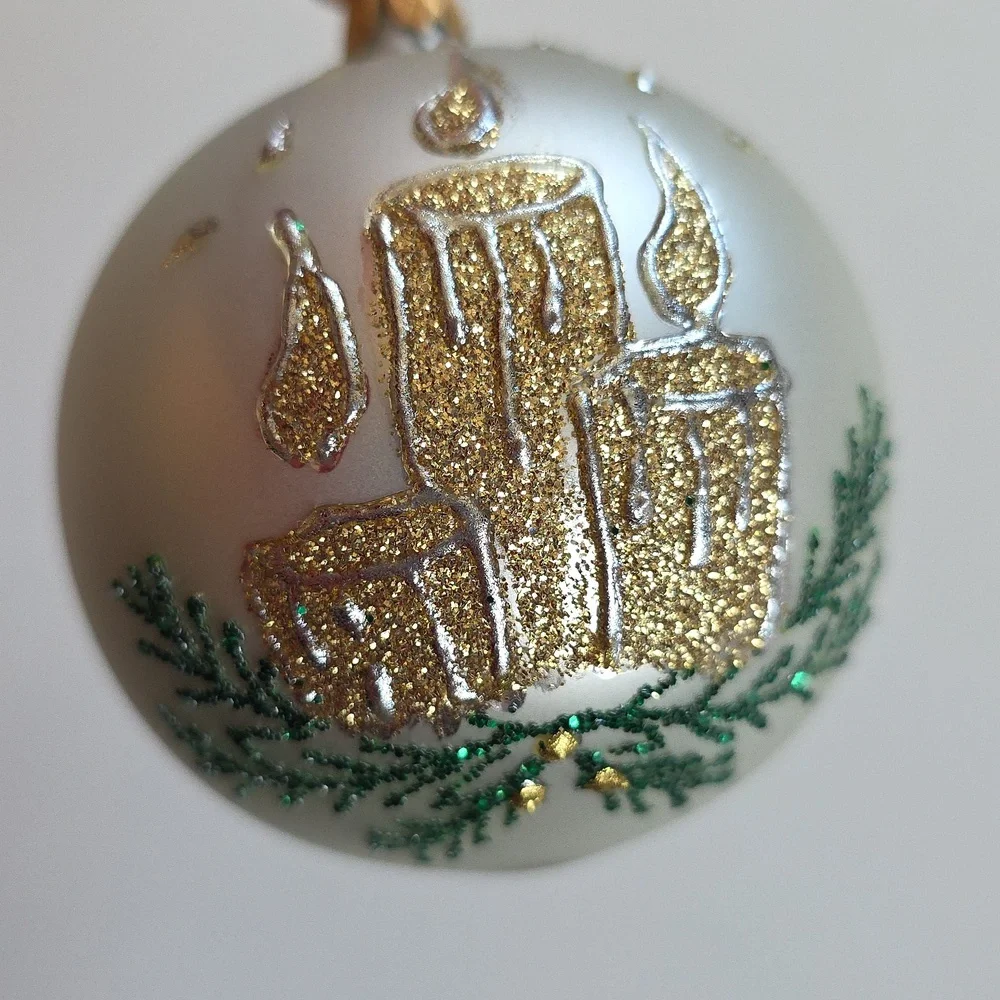 Christmas Ornament - Elegant Gold and Green Holiday Ornament Set Of 4