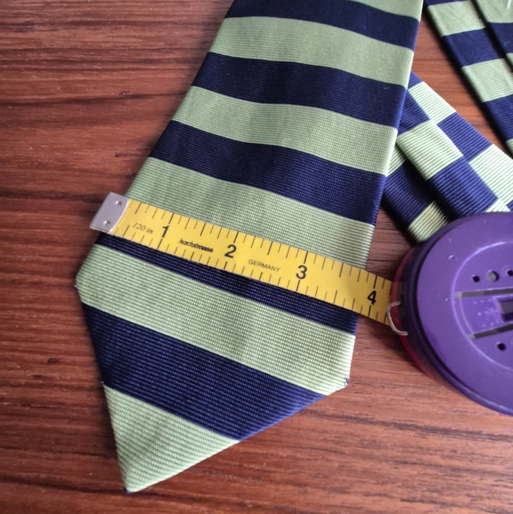 Vintage Silk Brooks Brothers Green Navy Striped Men's Tie