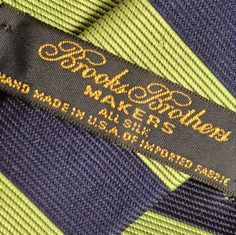 Vintage Silk Brooks Brothers Green Navy Striped Men's Tie
