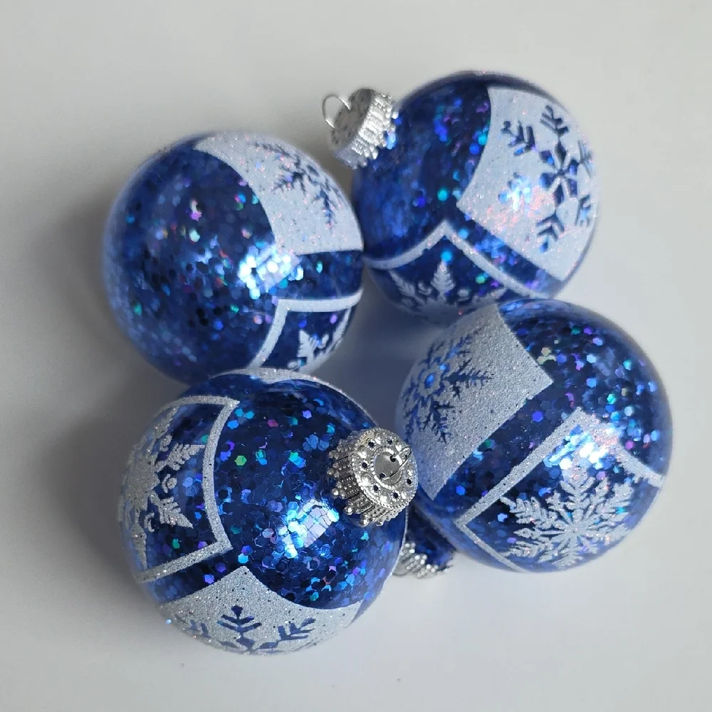 Blue Glitter Snowflake Ornaments - Krebs
