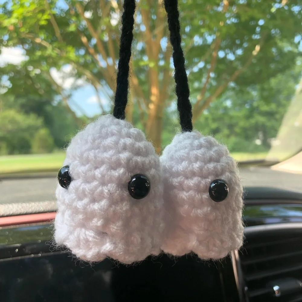 Crochet Ghost Car Hanger Halloween Hanging Accessory