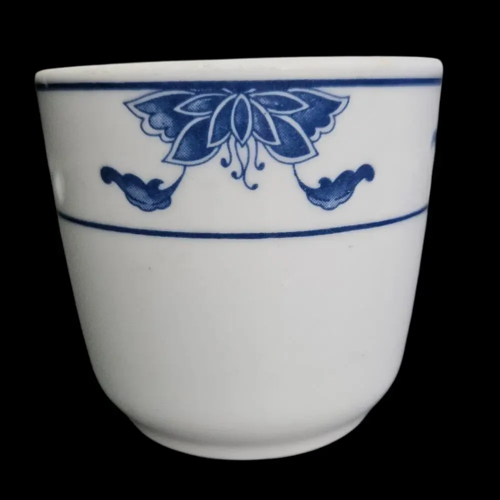 Vintage Tatung Blue White Porcelain Tea Cup Taiwan Floral Tableware