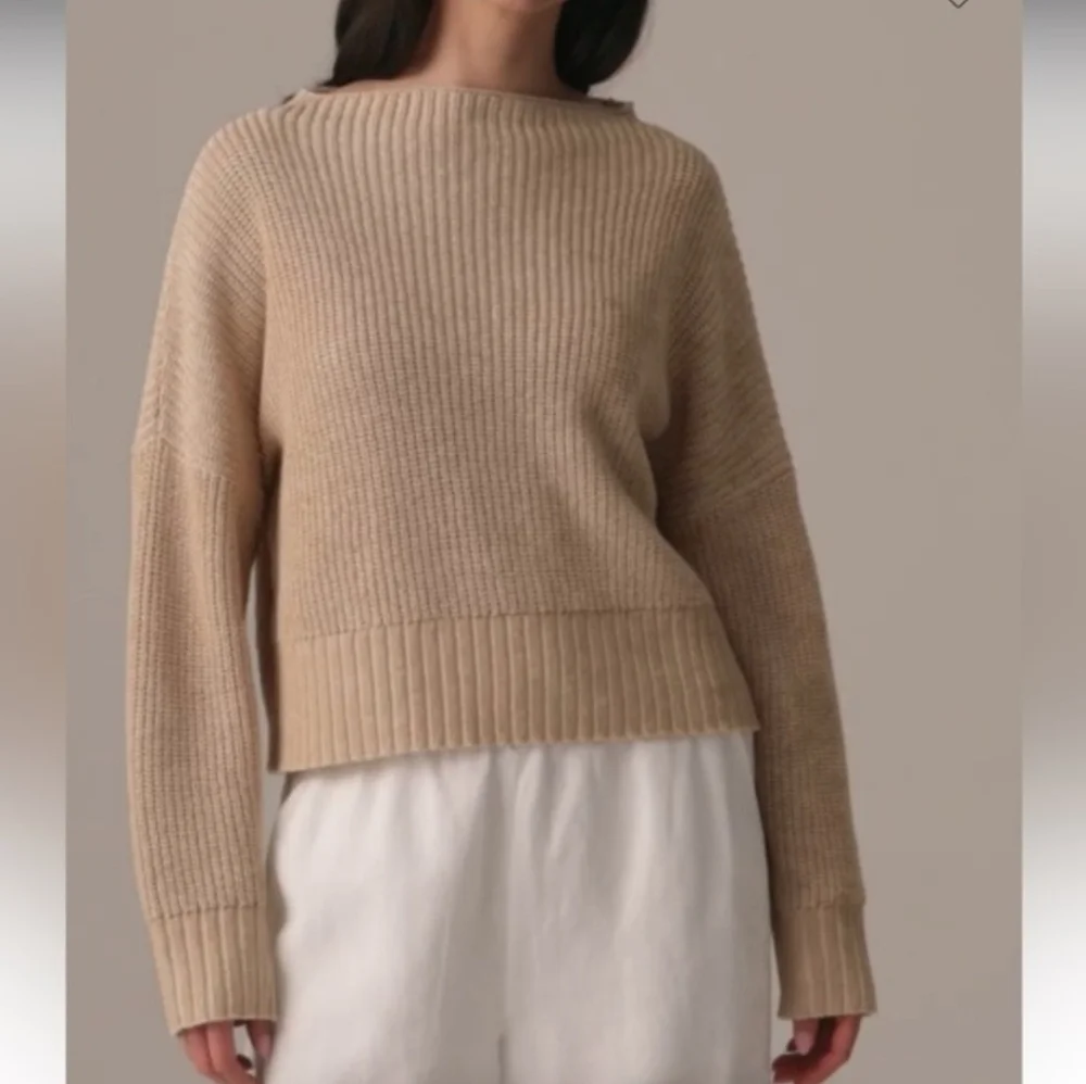 J. Crew Ribbed funnel neck sweater  linen cotton blend Soft Khaki Bone XXS NWT