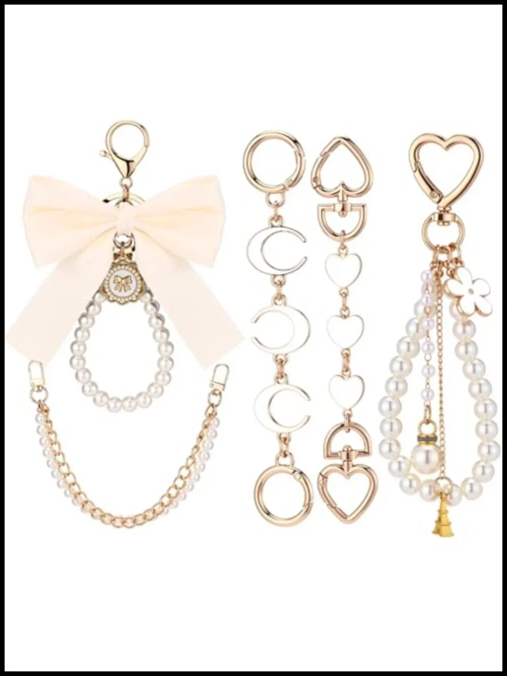 5 Pcs Bag Extender Chain Set with Pear Keychain Purse Charm Accessories
