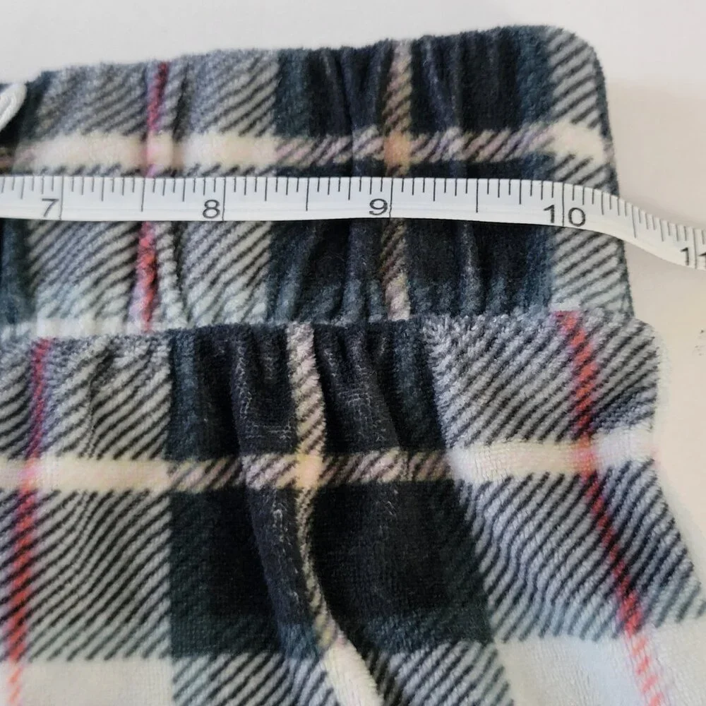 Justice Sleep Pajama Bottoms Plaid Elastic Waist White Black Red Size Small 7-8