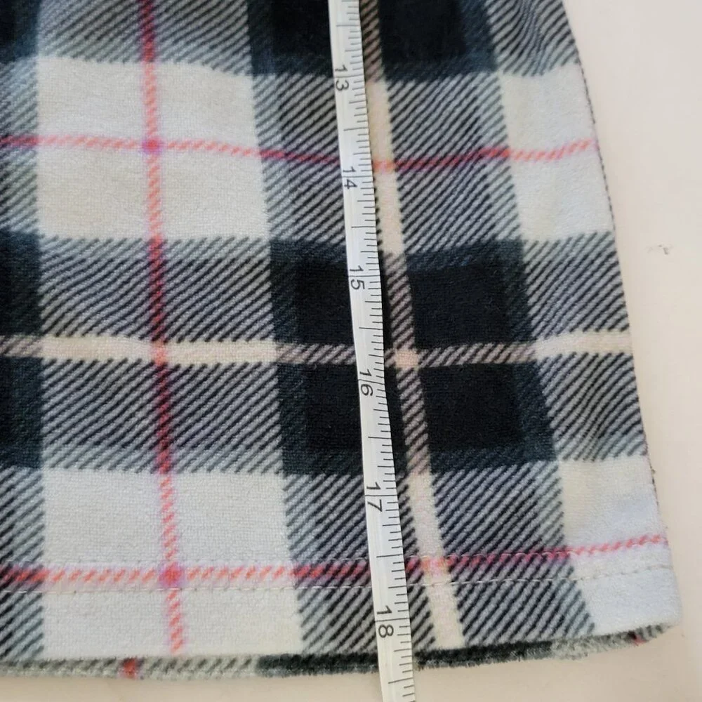 Justice Sleep Pajama Bottoms Plaid Elastic Waist White Black Red Size Small 7-8