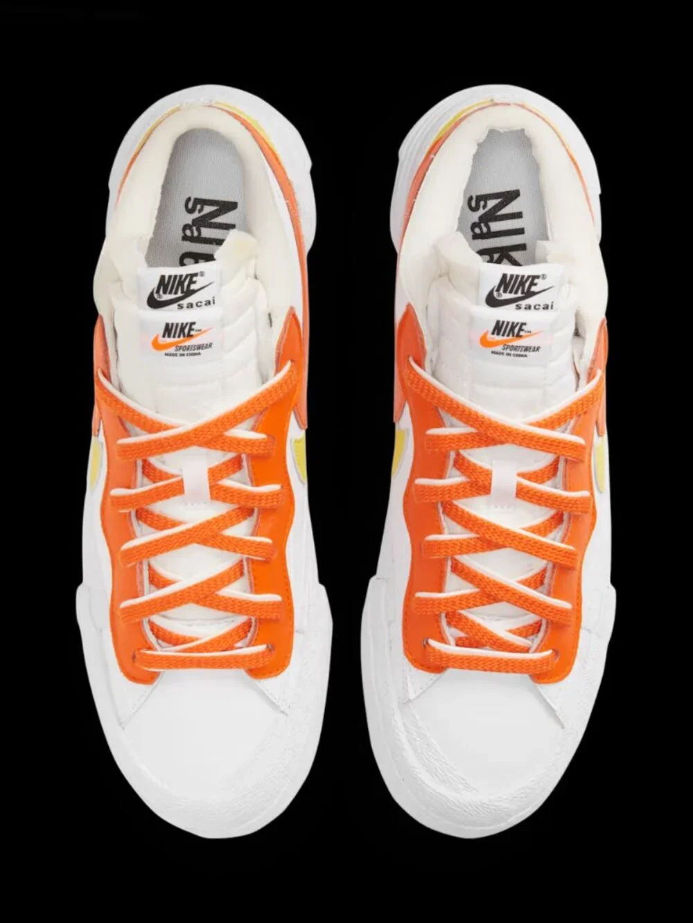 Nike Blazer Low Sacai Magma Orange White Leather Mens US 8.5 Sneaker DD1877-100